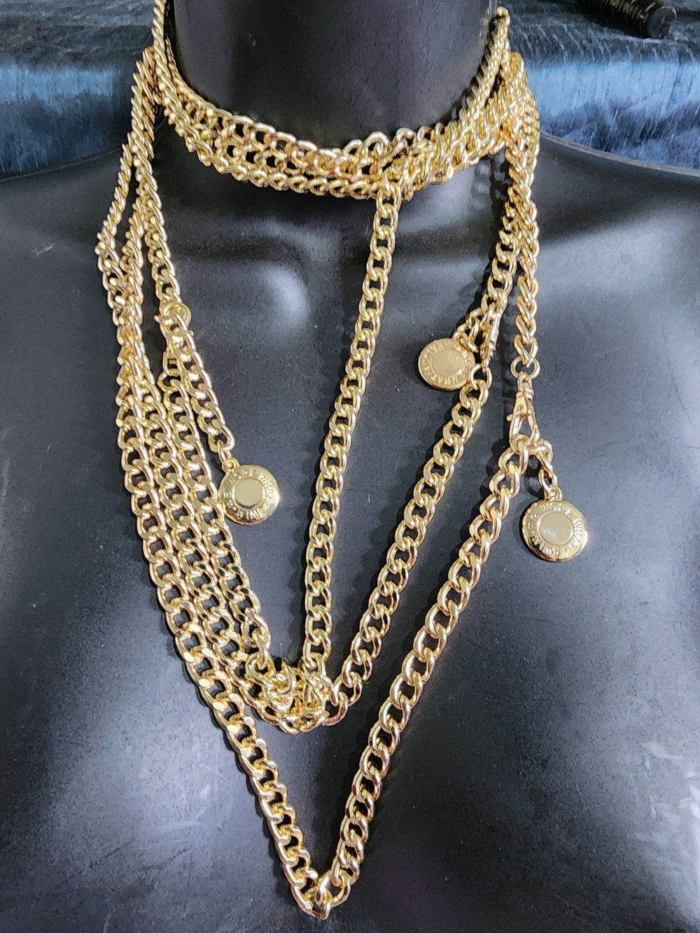 3 We Wore What Layered Gold-tone Chain Belt Necklace with Coin Charms Swimwear